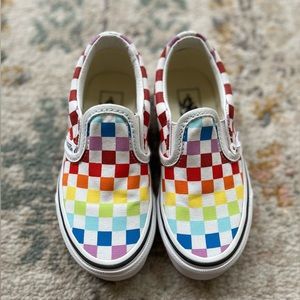 Never Worn Vans Kids Slip-On Rainbow Checkerboard Size 11